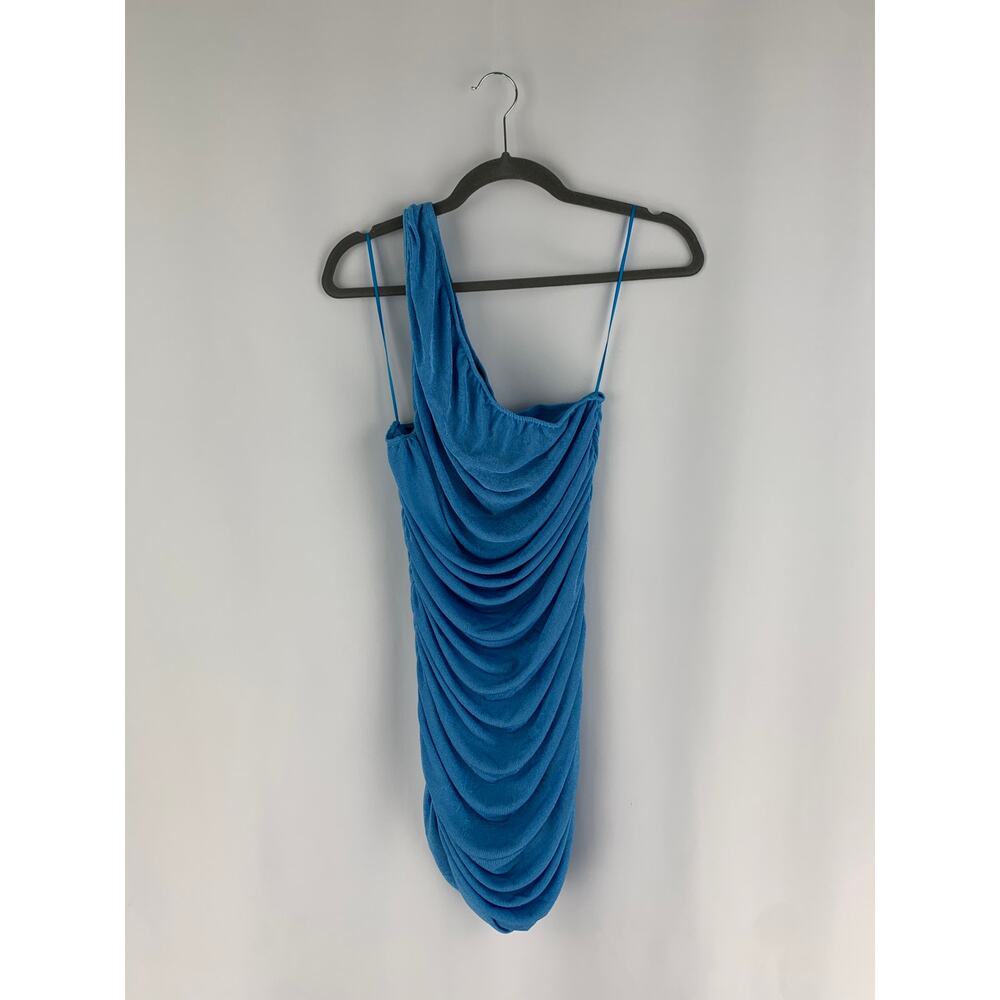 Lioness The Goddess Mini Ruched Dress Womens 8 One Shoulder Blue New Short - Picture 4 of 11
